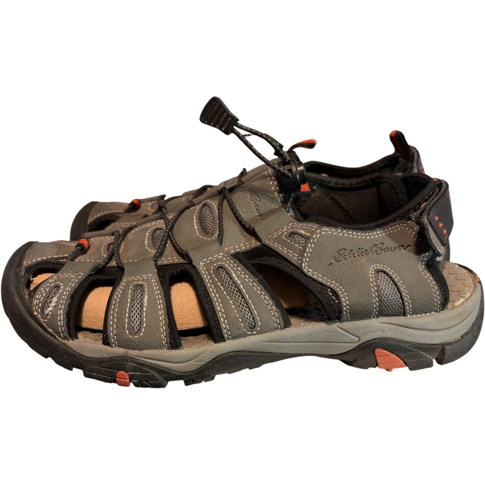 Eddie Bauer Tommy Mens 9 Gray Leather Closed Toe Fisherman Hiking Sandals Shoes